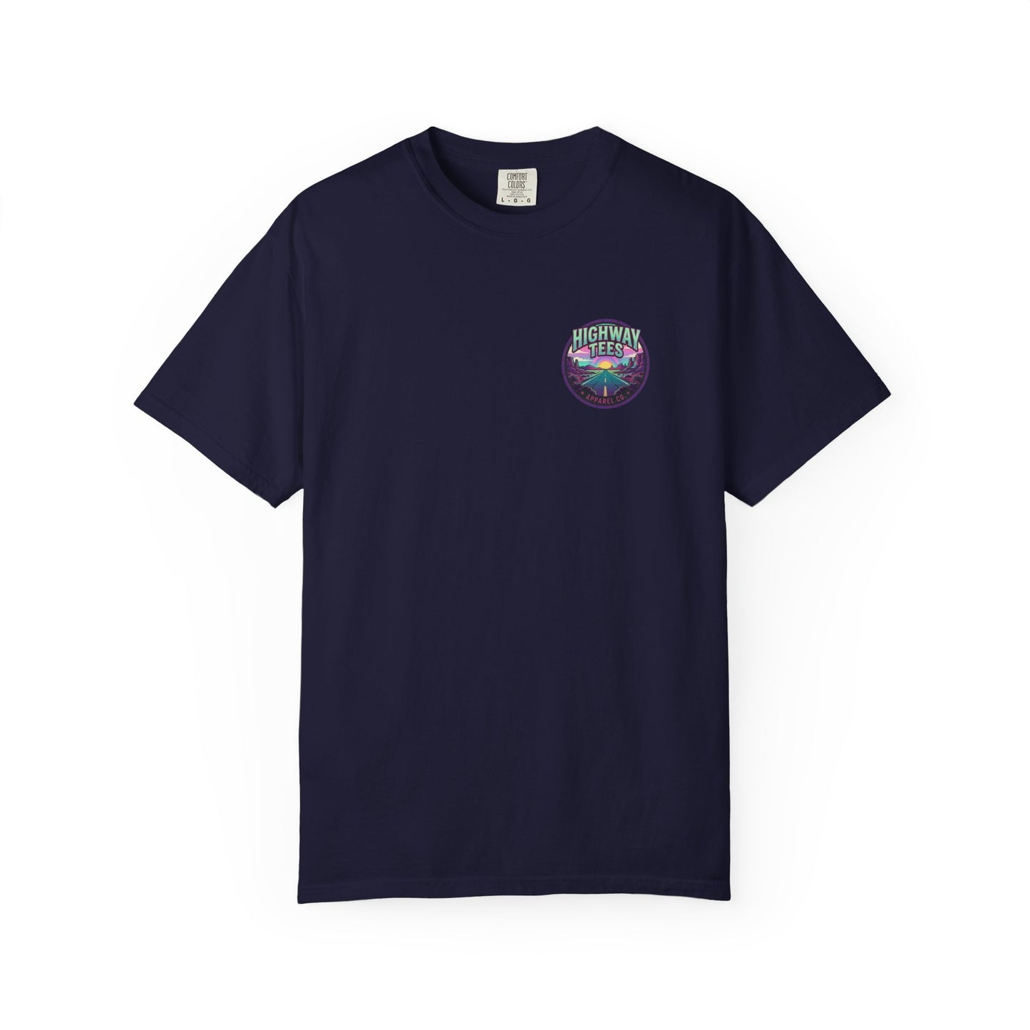 Live Loud Concert Stage T-Shirt in True Navy, front view with left chest circle badge