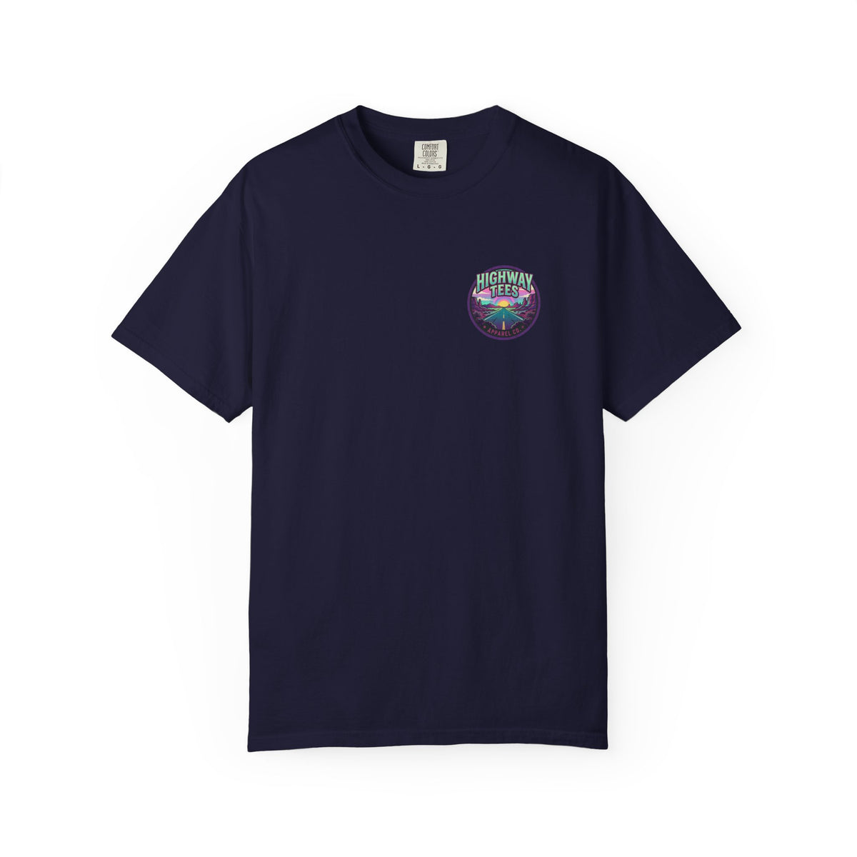 Live Loud Concert Stage T-Shirt in True Navy, front view with left chest circle badge