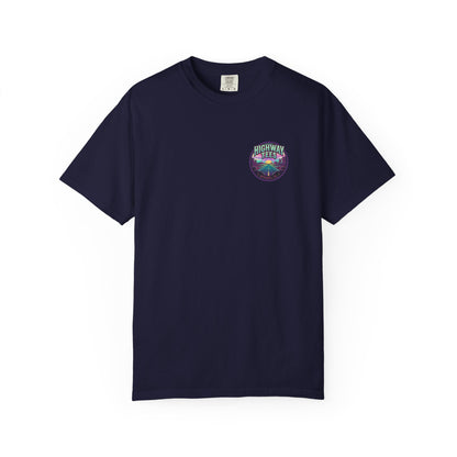 Live Loud Concert Stage T-Shirt in True Navy, front view with left chest circle badge