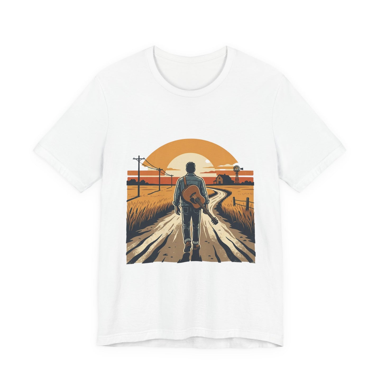 Vintage tour poster graphic t-shirt in black, rock and Americana style