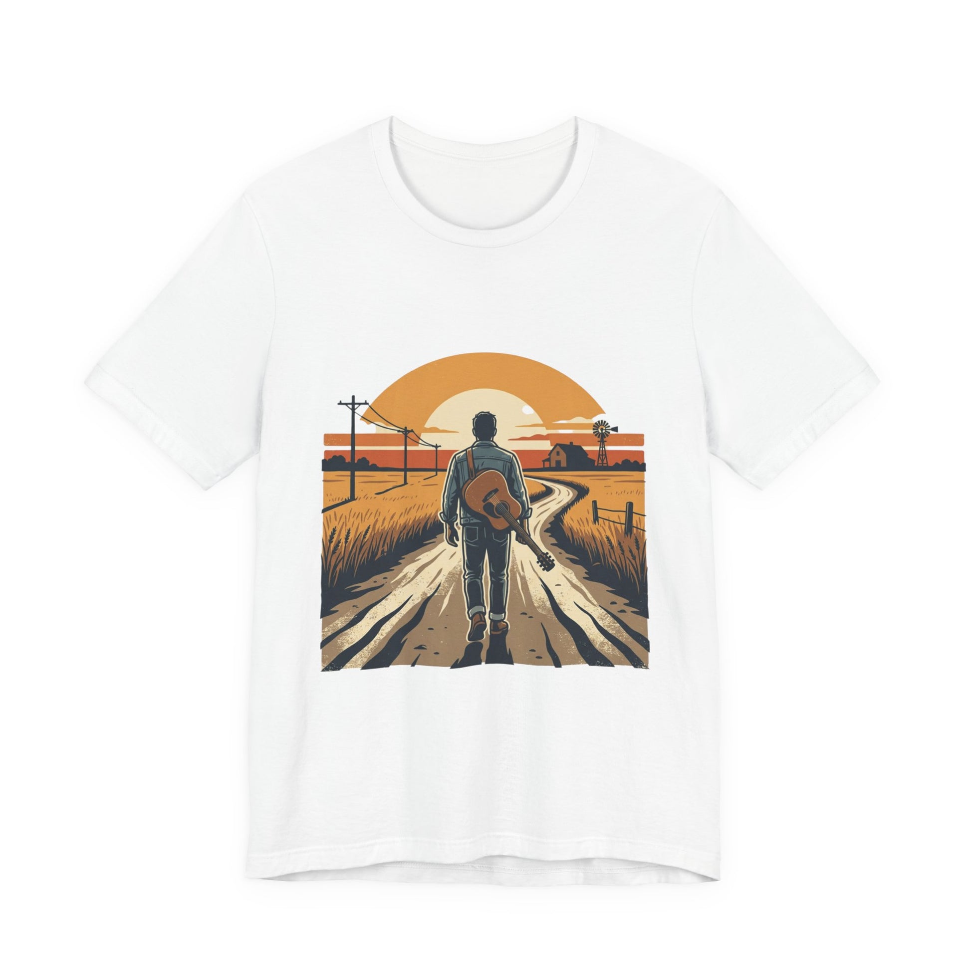 Vintage tour poster graphic t-shirt in black, rock and Americana style