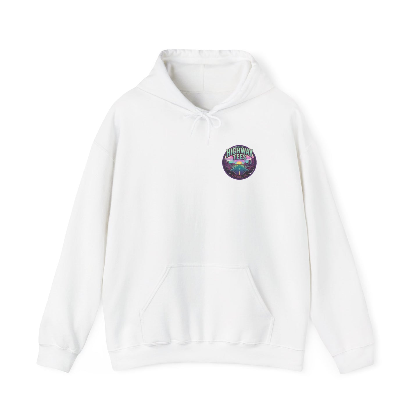 Psychedelic Desert Spiral Hoodie with swirling desert sunset back print