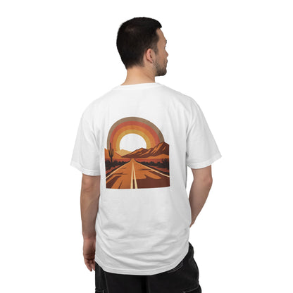 Vintage Sunset Highway T-Shirt pocket print, True Navy