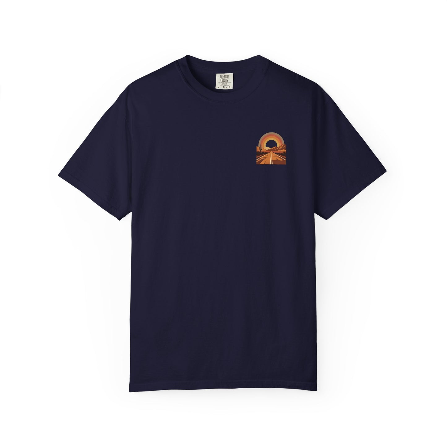 Vintage Sunset Highway T-Shirt back print, full sunset highway graphic