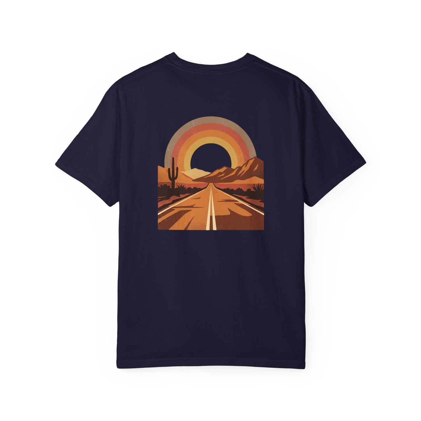Vintage Sunset Highway T-Shirt pocket print detail