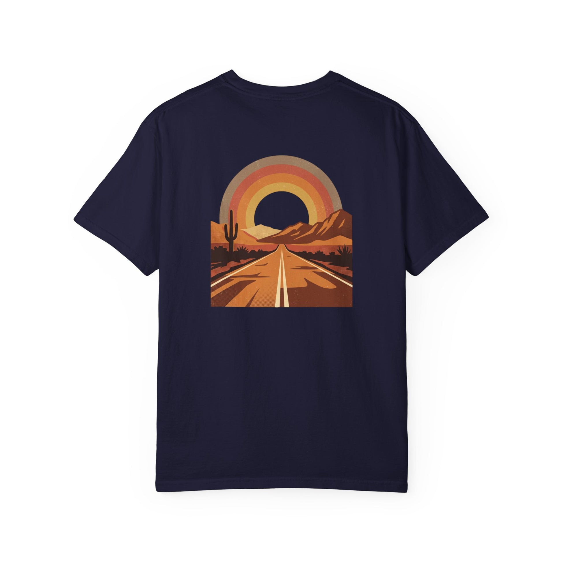 Vintage Sunset Highway T-Shirt pocket print detail