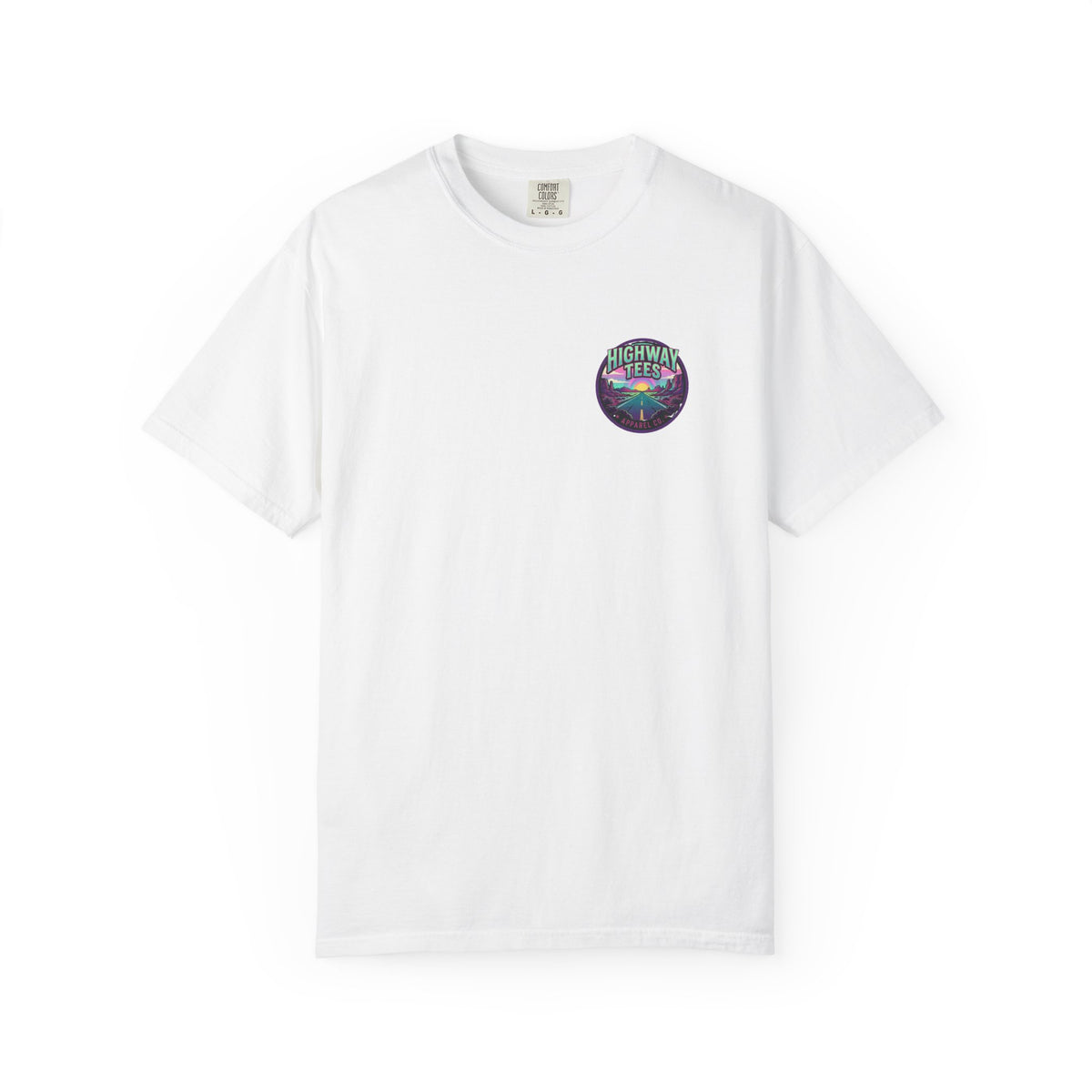 Live Loud Concert Stage T-Shirt in white, front view with left chest circle badge