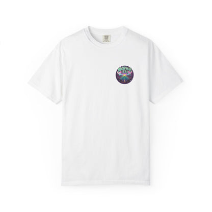 Live Loud Concert Stage T-Shirt in white, front view with left chest circle badge